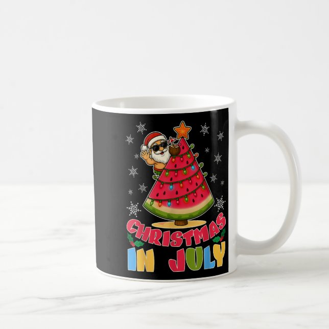 Christmas In July Funny Santa Watermelon Xmas Tree Coffee Mug (Right)
