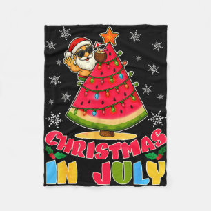 Christmas in july funny santa watermelon xmas tree fleece blanket