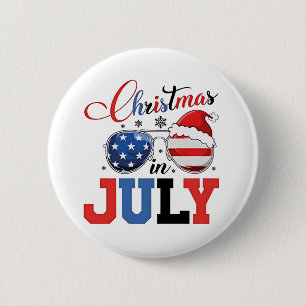 Christmas in July Funny Santa Xmas 4h of July  6 Cm Round Badge