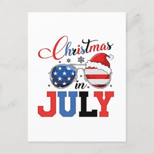 Christmas in July Funny Santa Xmas 4h of July  Announcement Postcard