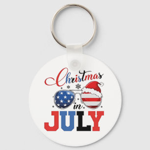 Christmas in July Funny Santa Xmas 4h of July Key Ring