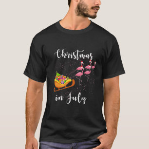 Christmas In July Funny Sleigh Flamingos Women Kid T-Shirt