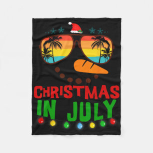Christmas In July Funny Snowman Beach Summer Hawai Fleece Blanket