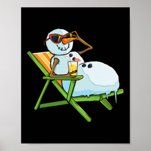 Christmas In July Funny Snowman Beach Summer Hawai Poster