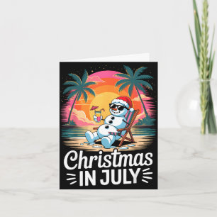 Christmas in july funny snowman summer fun beach card