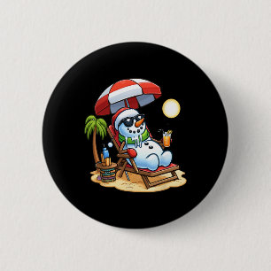 Christmas In July Funny Snowman Summer Fun Beach H 6 Cm Round Badge