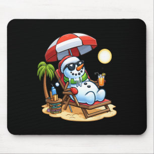 Christmas In July Funny Snowman Summer Fun Beach H Mouse Pad