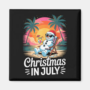 Christmas in july funny snowman summer fun beach magnet