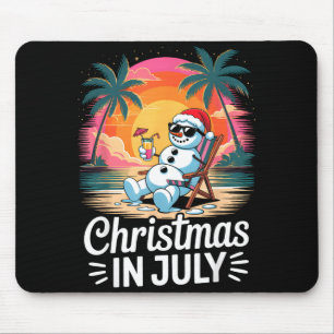 Christmas in july funny snowman summer fun beach mouse pad