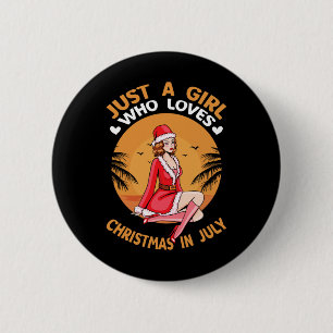 Christmas In July - Funny Summer Flamingo Christma 6 Cm Round Badge