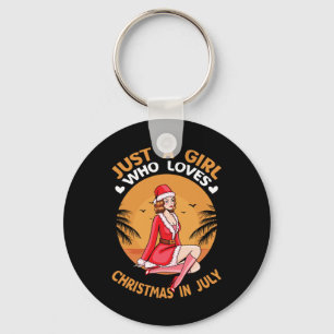 Christmas In July - Funny Summer Flamingo Christma Key Ring
