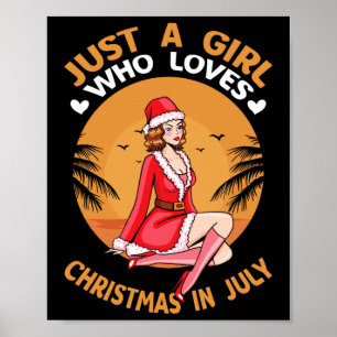 Christmas In July - Funny Summer Flamingo Christma Poster