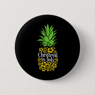 Christmas In July Funny Summer Vacation Pineapple  6 Cm Round Badge