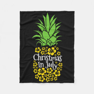 Christmas In July Funny Summer Vacation Pineapple  Fleece Blanket