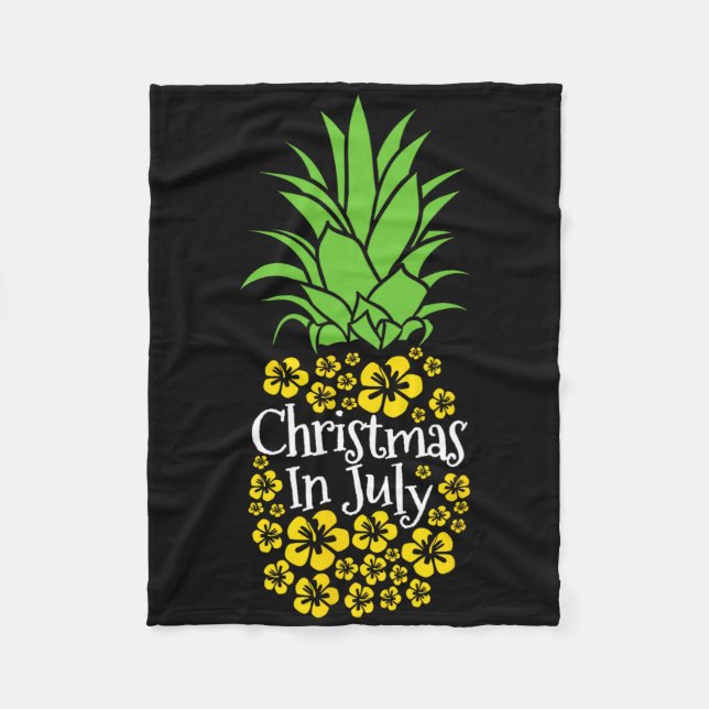 Christmas In July Funny Summer Vacation Pineapple  Fleece Blanket (Front)