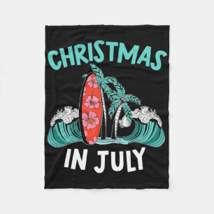 Christmas In July Funny Summer Vacation Tropical G Fleece Blanket