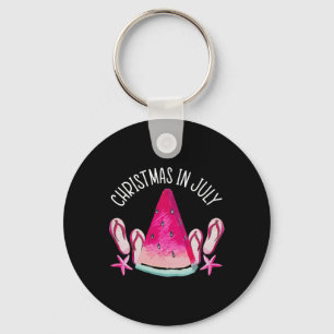 Christmas In July Funny Summer Vacation Tropical G Key Ring