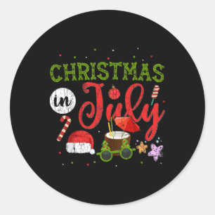 Christmas In July Funny Sungles Santa Summer Graph Classic Round Sticker