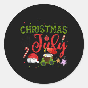 Christmas In July Funny Sungles Santa Summer Graph Classic Round Sticker