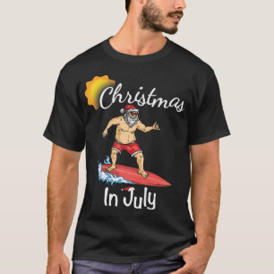 Christmas in July Funny Surf Santa Hat Beach Summe T-Shirt
