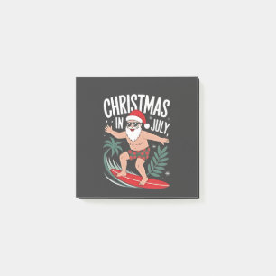 Christmas in July Funny Surfing Santa Vacation Post-it Notes