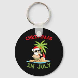 Christmas In July Funny T Shirt Santa Tail Hawaiia Key Ring