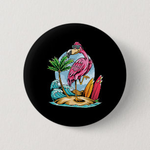 Christmas In July Funny Tropical Flamingo Hawaii S 6 Cm Round Badge
