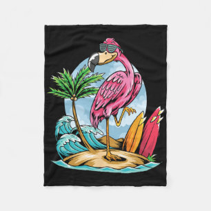 Christmas In July Funny Tropical Flamingo Hawaii S Fleece Blanket