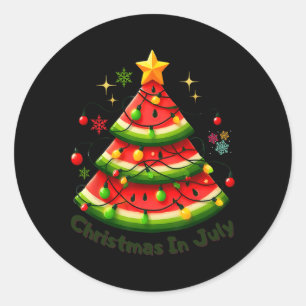 Christmas In July Funny Watermelon Christmas Summe Classic Round Sticker