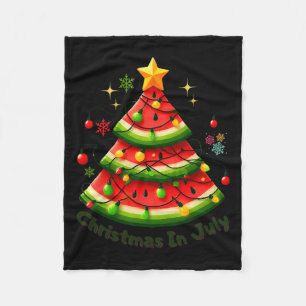 Christmas In July Funny Watermelon Christmas Summe Fleece Blanket