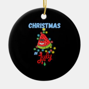 christmas in july funny watermelon summer design ceramic ornament