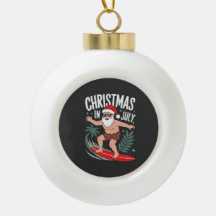 Christmas in July Funny xmas Christmas Santa Beach Ceramic Ball Christmas Ornament