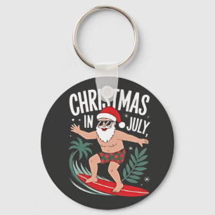Christmas in July Funny xmas Christmas Santa Beach Key Ring
