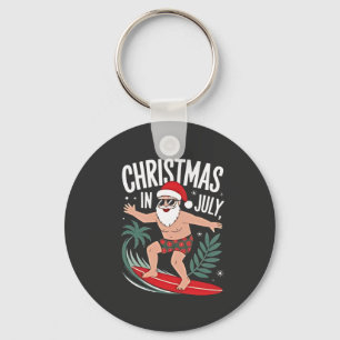 Christmas in July Funny xmas Christmas Santa Beach Key Ring
