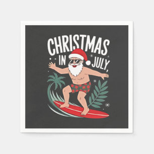 Christmas in July Funny xmas Christmas Santa Beach Napkin