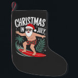 Christmas in July Funny xmas Christmas Santa Beach Small Christmas Stocking<br><div class="desc">Santa beach humour,  summer Christmas joke,  surfing Santa 2025,  tropical holiday vibes,  festive sun and sand,  funny July Christmas,  warm weather Santa,  holiday in swim trunks,  Christmas on the coast,  holiday twist</div>