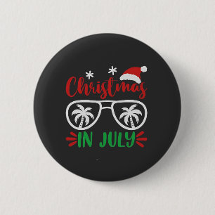 Christmas in July Funny Xmas Santa Vacation Summer 6 Cm Round Badge