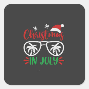 Christmas in July Funny Xmas Santa Vacation Summer Square Sticker