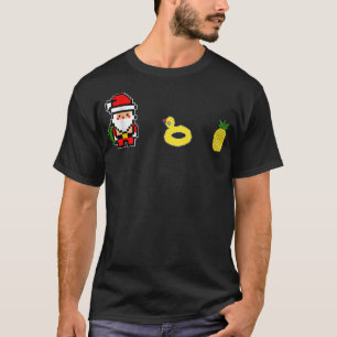 christmas in july gamer santa funny surfing summer T-Shirt