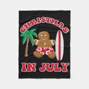 Christmas In July Gingerbread Cookie Surfing  Fleece Blanket