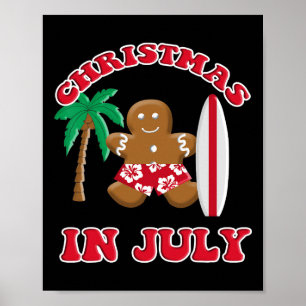 Christmas In July Gingerbread Cookie Surfing Poster