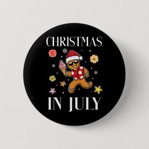 Christmas In July Gingerbread Man Ice Cream Summer 6 Cm Round Badge
