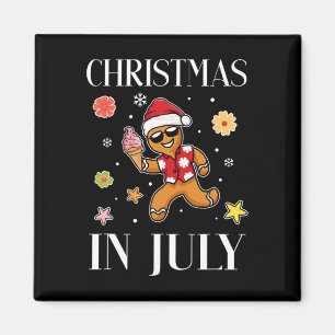 Christmas In July Gingerbread Man Ice Cream Summer Magnet