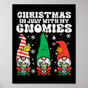 Christmas In July Gnomes Summer Xmas Matching Wome Poster