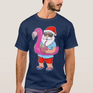 Christmas In July Hawaii Flamingo Beach Christmas  T-Shirt