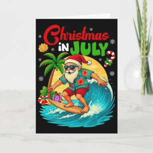 Christmas In July Hawaii Santa Surfing Summer Beac Card
