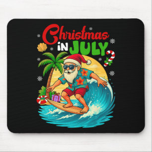 Christmas In July Hawaii Santa Surfing Summer Beac Mouse Pad