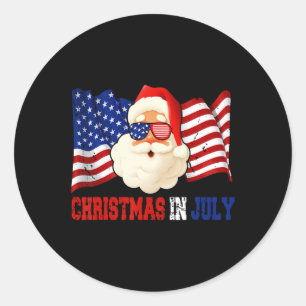 Christmas In July Hawaiian Santa American Pride 4t Classic Round Sticker