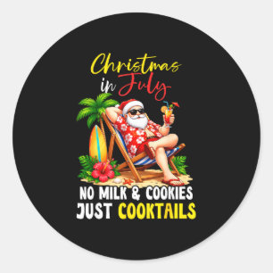 Christmas in july hawaiian santa beach summer xmas classic round sticker