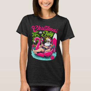 Christmas In July Hawaiian Santa Claus Beach Summe T-Shirt